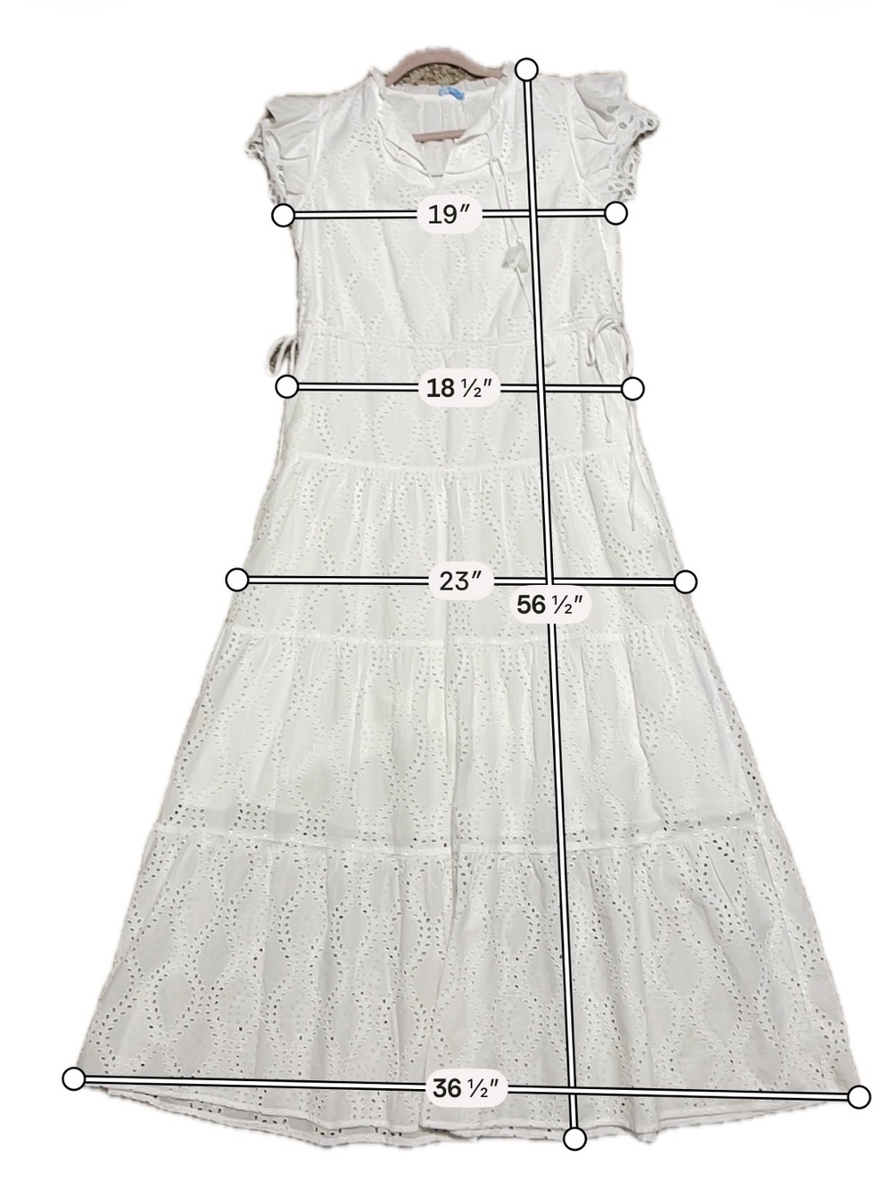 J.McLaughlin Elana White Eyelet Cotton Maxi Dress Flutter Sleeve Medium NWT - Picture 6 of 10